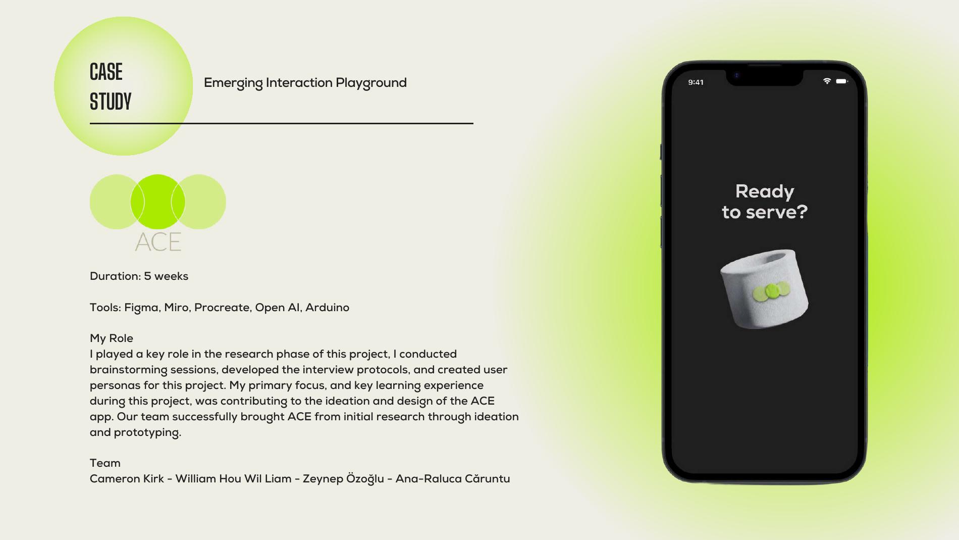 ACE app start screen next to the grey sweatband