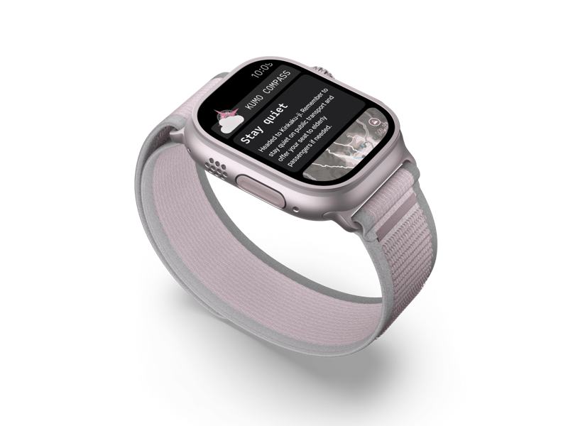 Apple Watch showing the Stay quiet notification from Kumo Compass